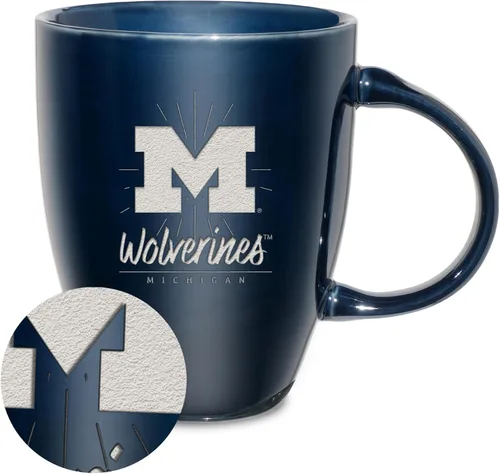 Vista 90 de Rico Industries - Taza de lustre cerámico con grabado láser de la NCAA de 18oz - Café-Té
