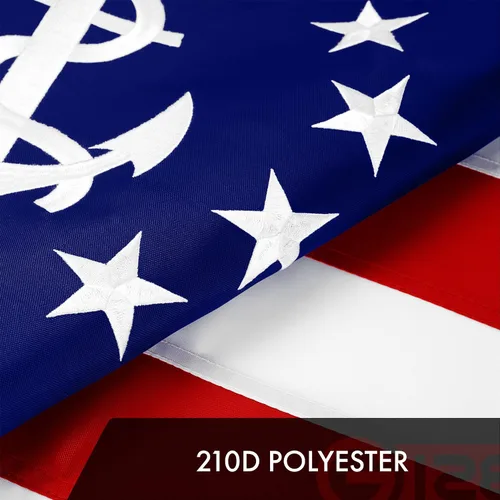 Vista 4 de G128 Bandera de bandera de yate de Estados Unidos, 16 x 24 pulgadas, serie ToughWeave bordada de poliéster 300D, bandera náutica, estrellas
