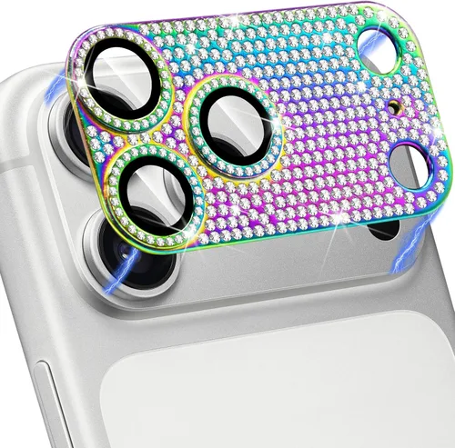 Vista 69 de Protector de lente de cámara para iPhone 13 & iPhone 13 Mini, brillante con diamantes de imitación 3D con purpurina, cubierta de cámara de vidrio