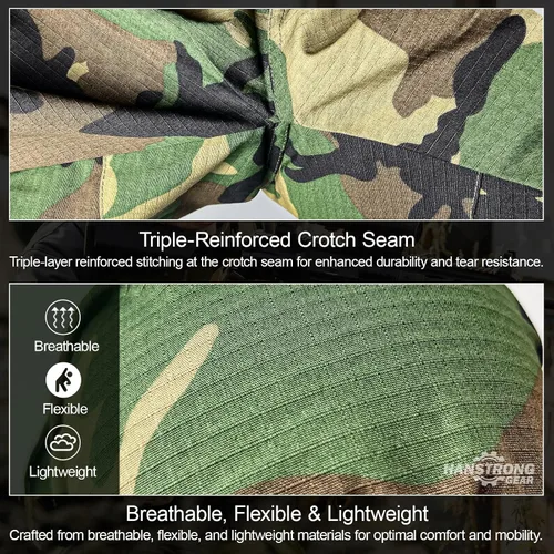 Vista 3 de Militar táctico para hombre caza combate BDU uniforme traje camisa y pantalones con cinturón MC