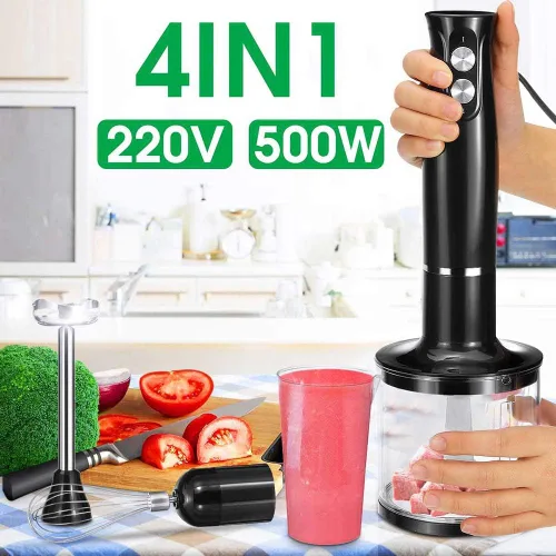 Vista 2 de Mezclador de alimentos, palillo complementario de alimentos, exprimidor de mano doméstico 4 en 1, batido y picadora de carne