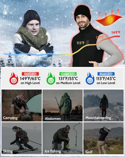 Vista 4 de FUNPRO Chaleco térmico para hombres y mujeres, chaleco de calefacción eléctrica resistente al viento, chaqueta deportiva sin mangas Softshell