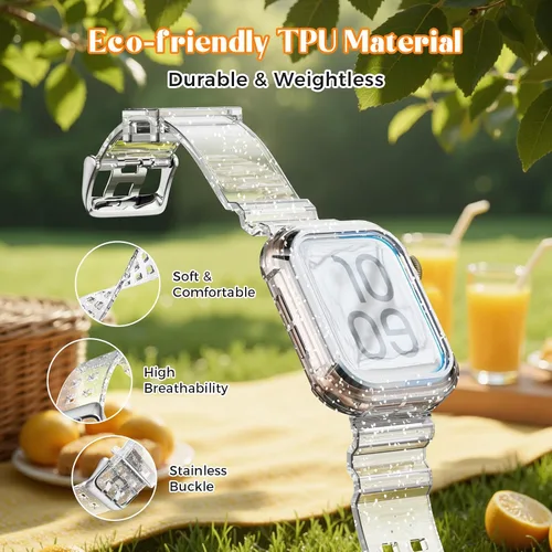 Vista 2 de NotoCity - Bandas transparentes para Apple Watch de 38 mm, 40 mm, 41 mm con estuche protector resistente transparente, compatible con Series 9, 8