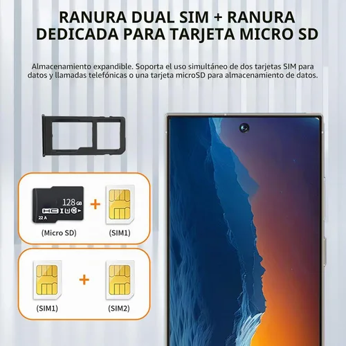Vista 5 de Teléfonos celulares desbloqueados I25 Ultra 5G, bolígrafo integrado, 256 GB+8 GB teléfono desbloqueado, pantalla grande FHD+ de 6.99 pulgadas