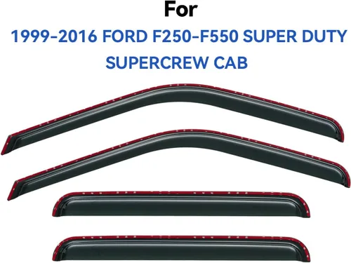 Vista 4 de Viseras de ventana para canal para Ford F250 F350 F450 F550 Super Duty de 1999-2016, despeje de viento para ventana lateral para 99-16 F-250 F-350