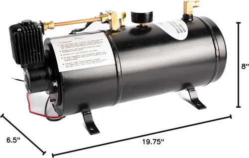 Vista 7 de Compresor de aire de 150 PSI + kit de tanque de aire de un galón. Tipo universal, para bocinas de aire de tren que requieren un sistema de aire a