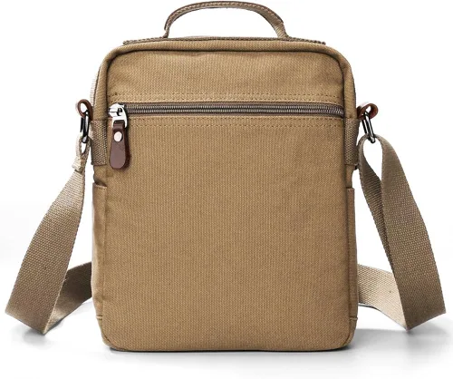 Vista 8 de XINCADA Bolsa de mensajero para hombre bolsa de hombro de lona bolsa de viaje bolsa cruzada para trabajo negocios Carbón negro