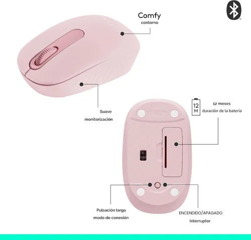 Vista 7 de Logitech Ratón inalámbrico Bluetooth M196, compacto y portátil para portátiles, tabletas y más, batería de 12 meses, seguimiento suave, compatible