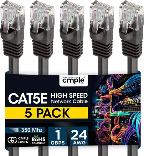 Vista 120 de Cmple - Cable Ethernet Cat5e de 1.5 pies, Cable Patch Ethernet UTP Cat 5e de 350 MHz, Cable LAN de red de 1 Gbps, conectores RJ45, compatible