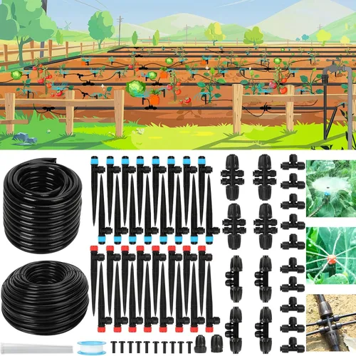Vista 12 de Sistema de riego por goteo: sistema de riego de jardín mejorado 2026 con tubo de 46 pies y 1/2 pulgadas, nuevo rociador automático de conexión