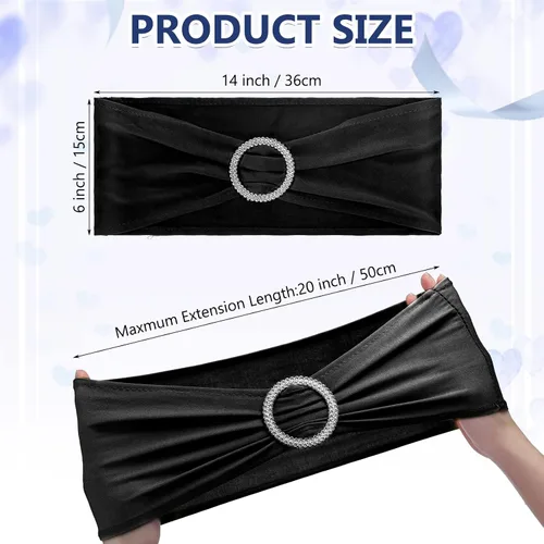 Vista 2 de Tegeme Funda elástica para silla de 80 piezas, color negro, plateado