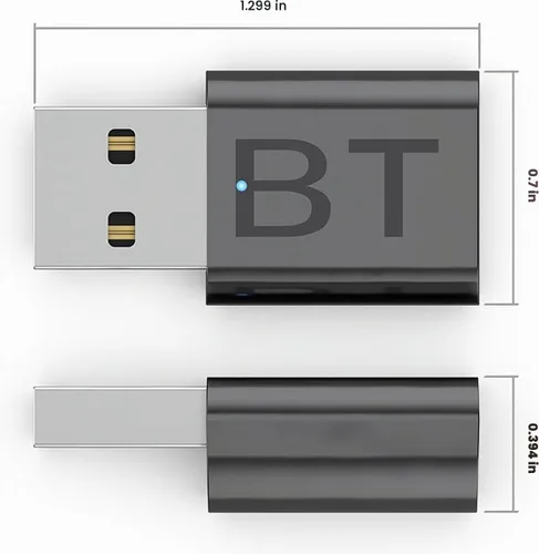 Vista 5 de Kit USB Bluetooth para coche, adaptador de receptor Bluetooth mini 5.4, 2 en 1 para música de coche/audio estéreo,Plug-and-Play,Cable auxiliar