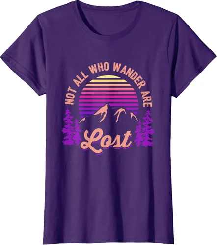 Vista 8 de Not All Who Wander Are Lost Vintage Mountains - Camiseta de senderismo, Negro, S
