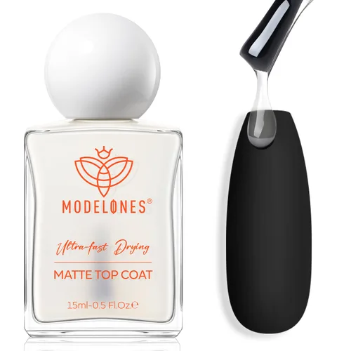 Vista 24 de modelones Esmalte de uñas, capa base 3 en uno, 0.5 onzas líquidas, fortalecedor de uñas transparente, secado rápido, larga duración, brillo
