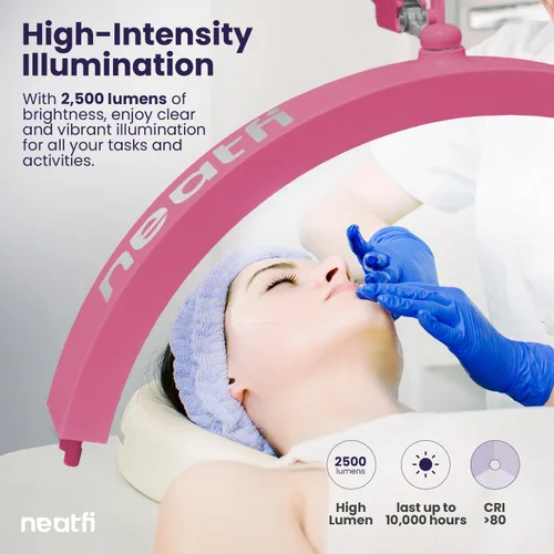 Vista 2 de Neatfi Lámpara de mesa LED media luna para esteticistas, técnico de uñas y cosmetóloga para arte de manicura, facial, depilación, hilo y tatuajes