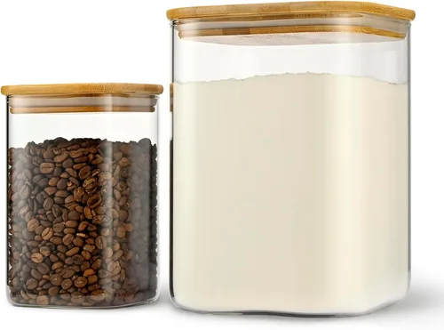 Vista 10 de D2scrma Recipientes herméticos cuadrados para especias de 5 onzas con tapa de bambú, juego de 12 con etiquetas negras, frasco apilable para especias