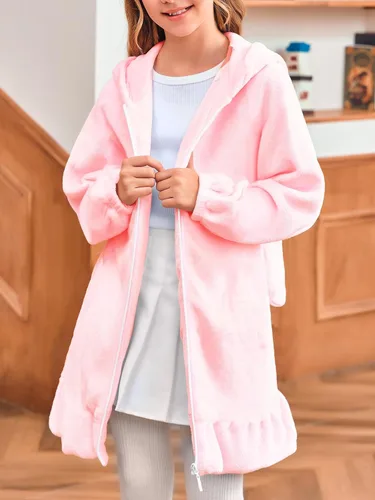 Vista 5 de Batermoon Sudaderas con capucha y orejas de conejito para niñas con cremallera de anime, abrigos de gran
