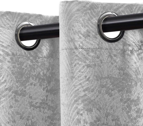 Vista 13 de Superior Cortinas opacas con bloqueo solar para oscurecer la habitación, detalles de ventana con bloqueo solar para sala de estar, dormitorio Gris