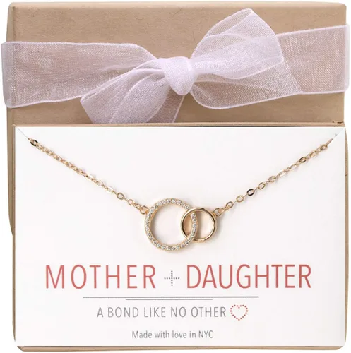 Vista 12 de A+O Regalos para mamá, regalo para madre e hija, collar de círculo entrelazado o pulsera