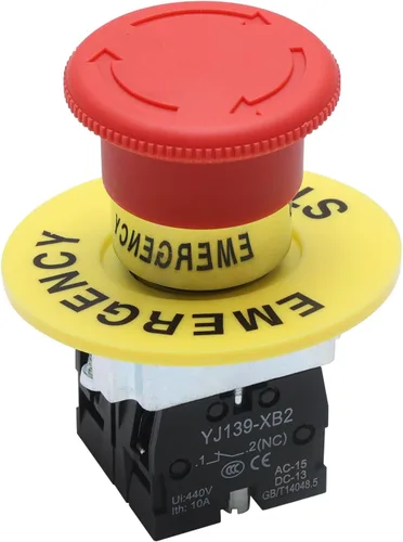 Vista 10 de APIELE Interruptor de botón de parada de emergencia hongo rojo NC de 22 mm 600 V 10 A XB2-01ZS