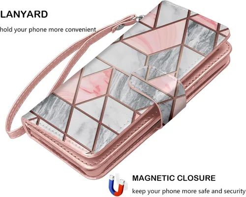 Vista 6 de Njjex Funda tipo cartera para iPhone 15 Pro Max de 6.7 pulgadas 2023, para iPhone 15 Pro Max, 9 ranuras para tarjetas, soporte de crédito