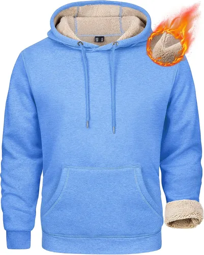 Vista 19 de MAGCOMSEN Sudadera con capucha pesada con forro polar Sherpa para hombre Verde militar