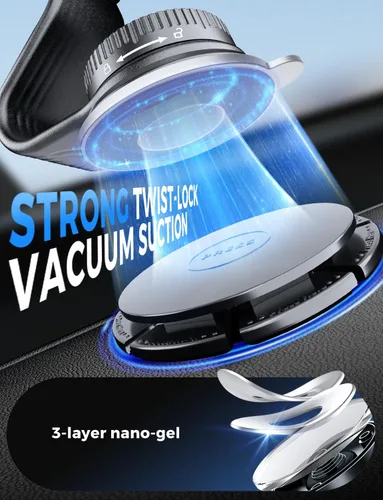 Vista 4 de Magsafe - Soporte magnético para teléfono con brazo de aleación flexible para tu coche 8” long, Dashboard, Windshield, Vacuum Suction Cup, 22 N55
