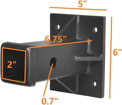 Vista 2 de Soporte de pared para enganche, adaptador de tubo receptor atornillado, tubo de placa receptora de enganche con apertura de 2 pulgadas, receptor