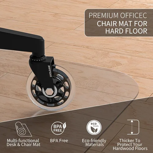 Vista 7 de WASJOYE Alfombrilla para silla de oficina para pisos de madera, alfombra