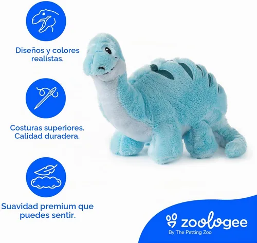 Vista 7 de The Petting Zoo Blue Baby Brachiosaurus - Peluche de peluche, regalos para niños, 11 pulgadas