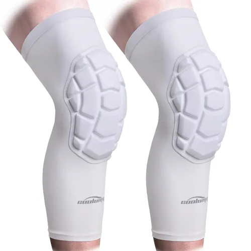 Vista 9 de Rodilleras COOLOMG para Lucha Libre, Baloncesto, Fútbol, Voleibol, Niños, Adultos, Mangas de Compresión Protectoras para la Rodilla en Negro XS