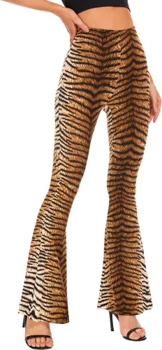 Vista 2 de Pantalones acampanados de pierna ancha con estampado de leopardo y serpiente para mujer