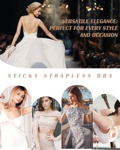 Vista 7 de HORISUN Brasier adhesivo sin tirantes, 2 pares de sujetadores con realce para mujer, invisible, reutilizable, sin espalda, con cubiertas