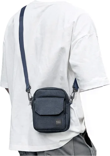 Vista 13 de BJLFS Small Crossbody Bag Side Shoulder Bag for Men Women, Travel Passport Wallet Bag, Small Neck Pouch Side Shoulder Bag A1-gris-Large
