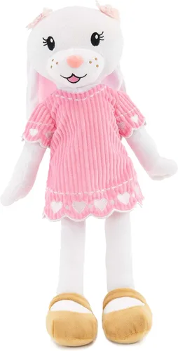Vista 9 de Muñeca de Bebé Suave Plushible, Perro de 18 Pulgadas - Muñeca de Trapo de Peluche con 2 Conjuntos de Ropa, Mi Primer Juguete de Peluche para Niñas