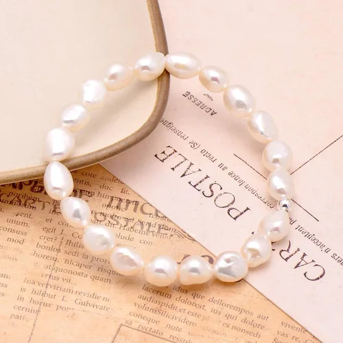 Vista 2 de Joseph Brothers Pulsera de perlas de agua dulce cultivadas blancas para mujer, 7 pulgadas