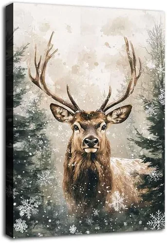 Vista 14 de MNFGMH Arte de pared de muñeco de nieve de Navidad, impresión en lienzo de vacaciones de invierno, imagen pintura de Navidad, regalo festivo