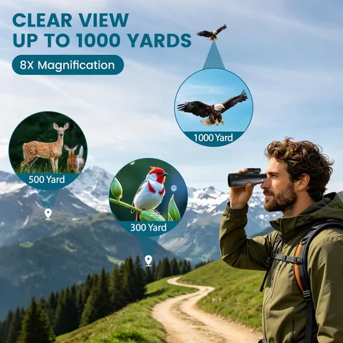 Vista 4 de Telescopio monocular HD 8x42 para adultos - Trípode y adaptador Negro-0842