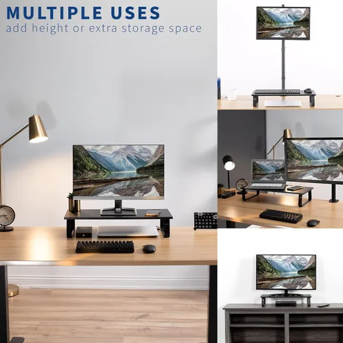 Vista 6 de VIVO Soporte para monitor y portátil, elevador de escritorio de 24 pulgadas, negro, STAND-V000D