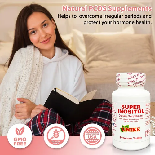 Vista 5 de Suplemento dietético Super Inositol Inositol (vitamina B8) en polvo para equilibrio hormonal, fertilidad y apoyo ovárico, sin gluten, vegano 1