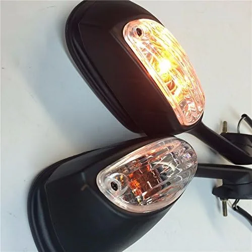 Vista 4 de Espejos estilo SMT-OEM compatibles con Suzuki GSXR600 750 2009 2010 2011 2012 GSXR1000 Negro con luz LED amarilla Señales de giro Producto
