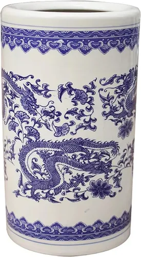 Vista 11 de Paragüero de porcelana, soporte de paraguas de porcelana azul y blanco, soporte tradicional para sombrilla de entrada, organizador de paraguas