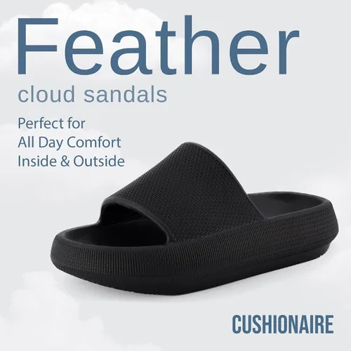Vista 2 de CUSHIONAIRE Sandalias Feather de EVA para Mujeres Cómodas Pantuflas Deslizables para Mujeres, Zapatos de Ducha para Interiores y Exteriores