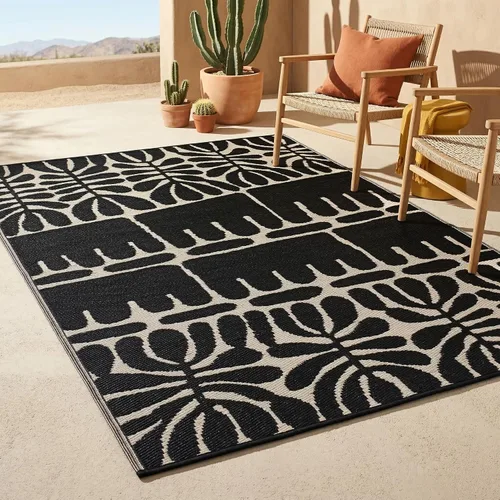 Vista 37 de Fab Habitat - Alfombra de exterior azteca, impermeable, resistente a la decoloración, sin arrugas, plástico reciclado de primera calidad, a rayas