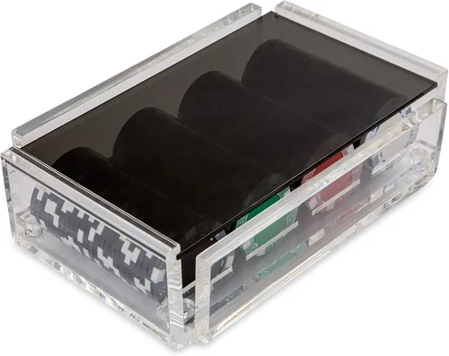 Vista 12 de La Ficha - Juego de fichas de póquer, 100 fichas resistentes y resistentes, incluye 4 fichas de color para jugar, caja de acrílico hecha a mano