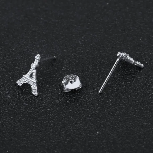 Vista 6 de AoedeJ Aretes hipoalergénicos de plata de ley 925 con diseño de Torre Eiffel de París, regalo para mujer