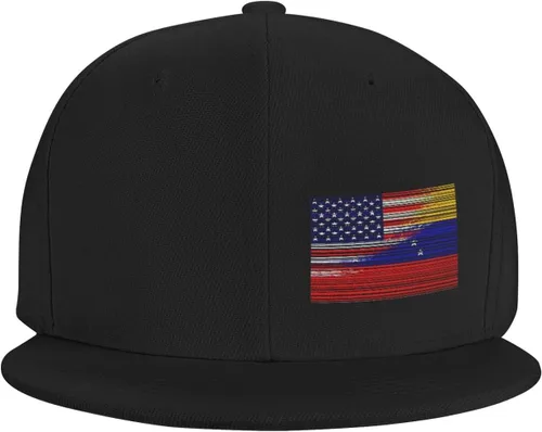 Vista 4 de Gorra de béisbol con bandera de Venezuela de Estados Unidos para hombres y mujeres, gorra de béisbol ajustable para adultos, color negro, Negro