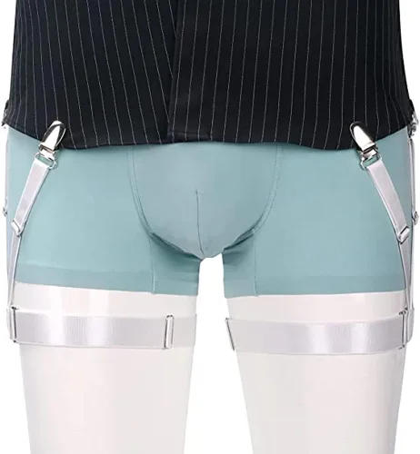 Vista 2 de Mens Shirt Stays Upgrade Adjustable Elastic Garter Military Shirts Holder with Non-slip Locking Clamps
