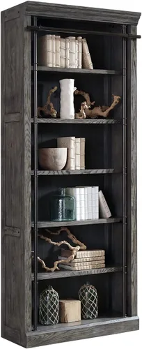 Vista 3 de Martin Furniture Avondale - Estantería de pared de 8 pies de alto con escalera organizador de almacenamiento estante de exhibición para oficina