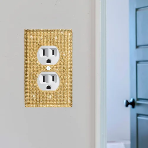Vista 4 de 2 piezas de cubierta brillante para interruptor de luz brillante, cubierta de interruptor de luz brillante, cubierta de placa de pared con diamantes